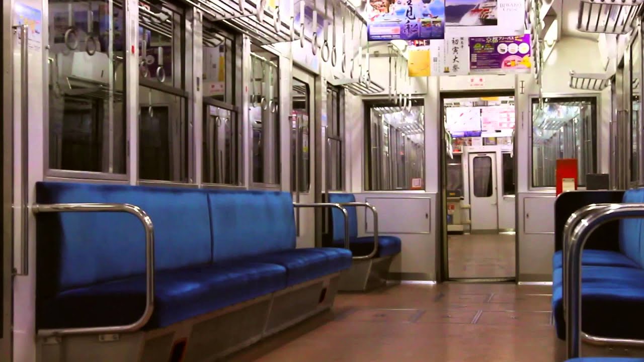 Late night Eizan railway from Kurama to Demachiyanagi (Kyoto, Japan)