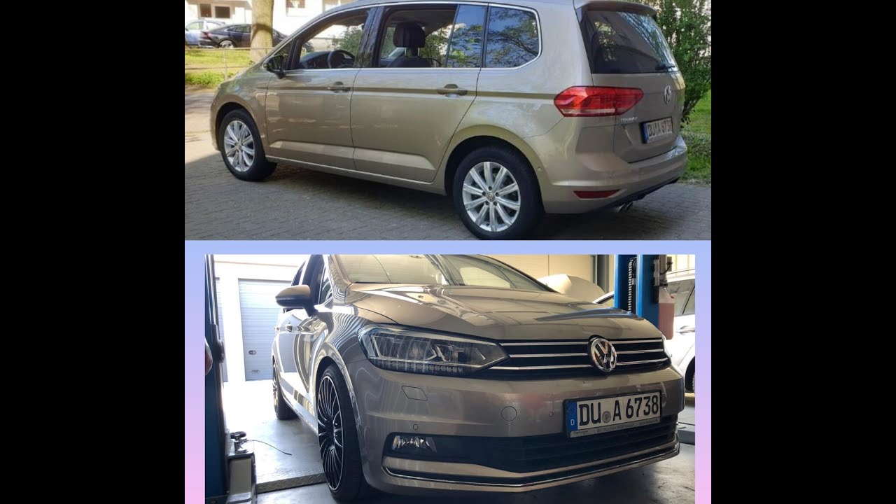 VW Touran H&R Tieferlegungsfedern einbau 40-30mm VW Touran H&R lowering springs installation 40-30mm