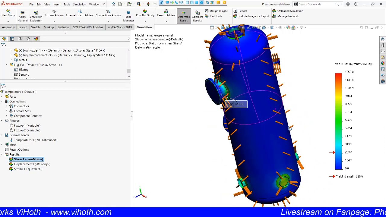 No 98: Hướng dẫn Phân tích bình bồn áp lực với SOLIDWORKS Simulation.