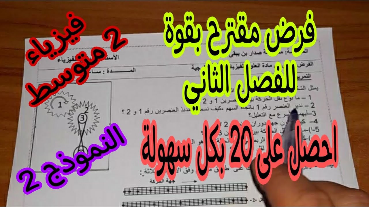 فرض مقترح للفصل الثاني  السنة الثانية متوسط النموذج 2