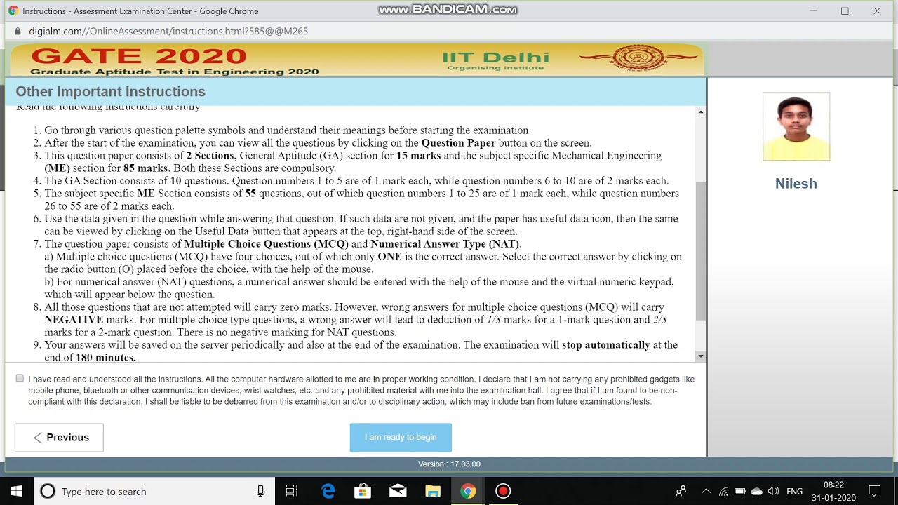 GATE 2020 OFFICIAL TEST BY IIT DELHI