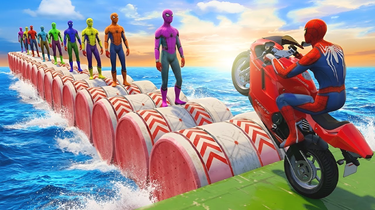 الرجل العنكبوت انقاذ باتمان Spider-Man Ragdoll Superman vs Flash amazing fun game GTA 5 superhero