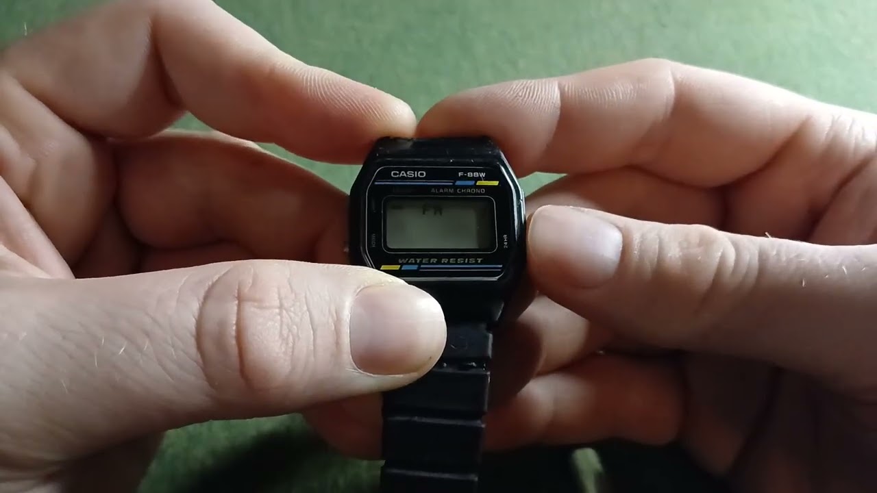Как установить день, дату и месяц на часах Casio F-88W