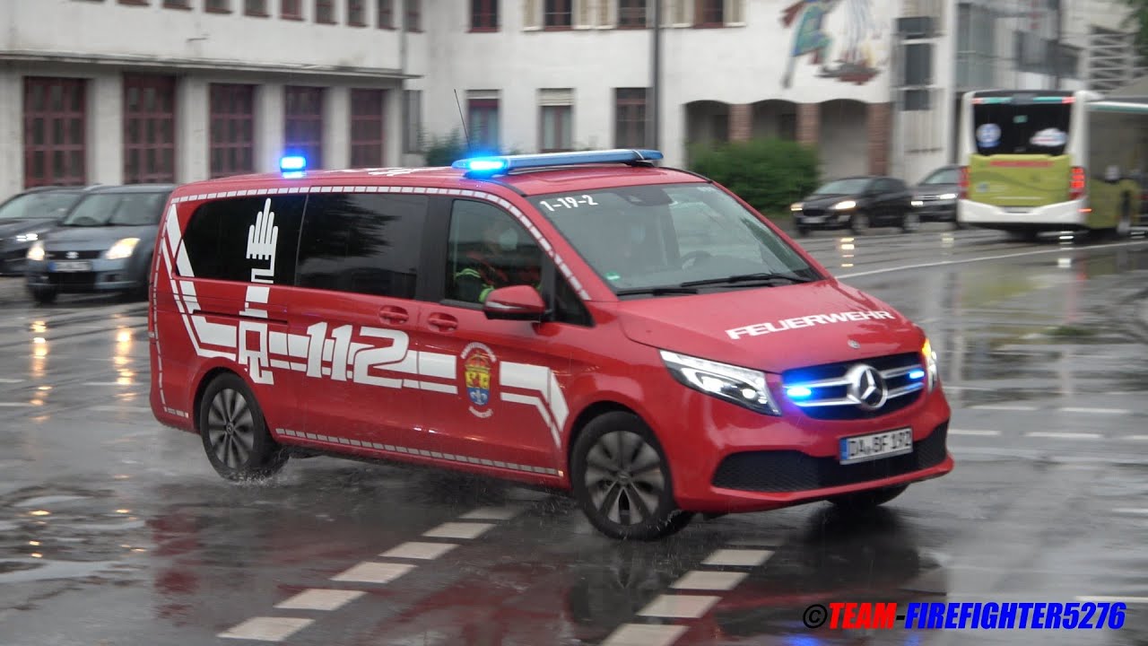 [Neuer MTW V-Klasse und Bullhorn] Einsatzfahrten nach schwerem Unwetter über Darmstadt