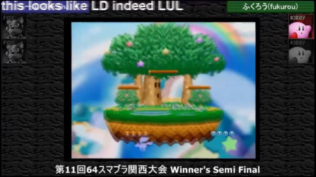 Kansai 2018 Winners Semis - Ri-efu (Fox) Vs. Fukurou (Kirby) Super Smash Bros - SSB64