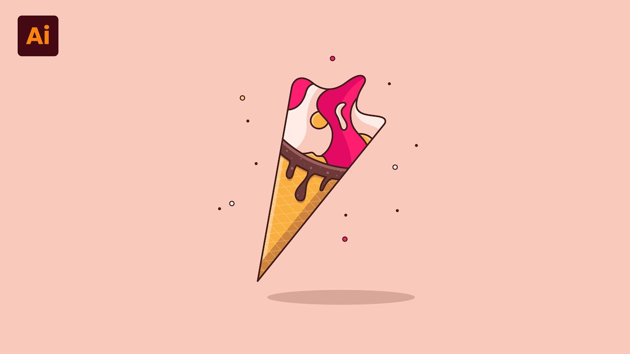 Ice Cream Illustration in Adobe Illustrator. Flat Illustration Tutorial