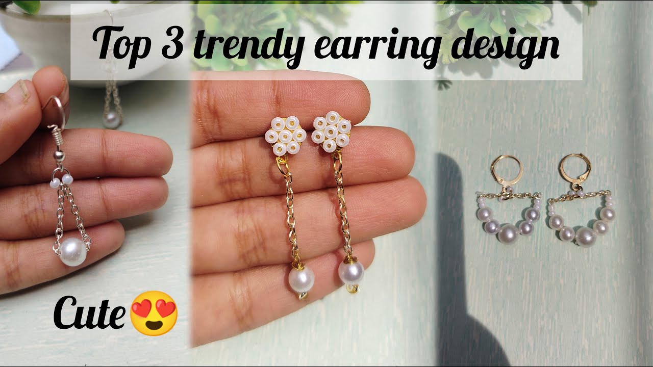 top 3 trendy earring design | jewelry making at home |diy |handmade jewelry diy earring|bead earring
