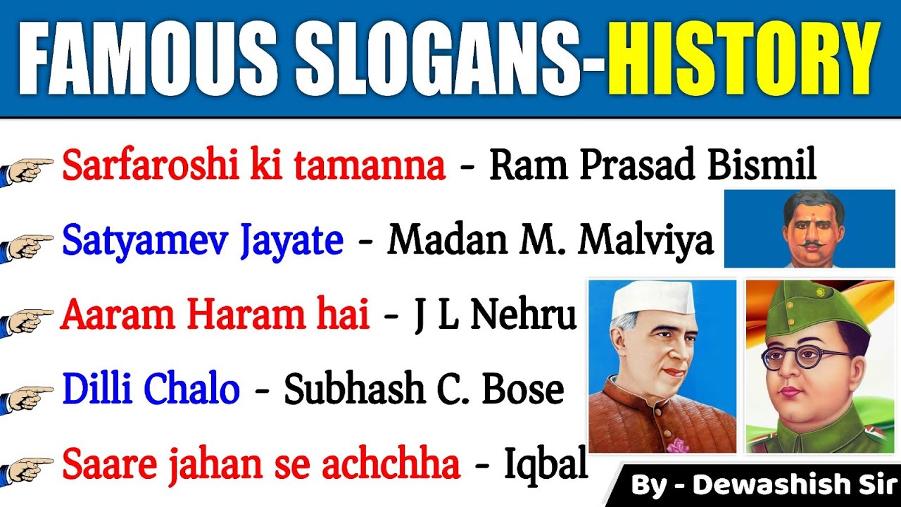 Slogans & Quotes of Freedom Fighters | Freedom Fighters & their Slogan | History GK | Dewashish Sir