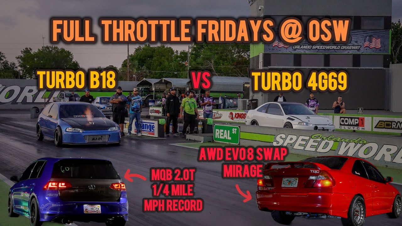 TURBO B18 CIVIC EG VS TURBO 4G69 MIRAGE | MK7 GOLF R MPH RECORD, AWD EVO 8 SWAPPED MIRAGE & MORE