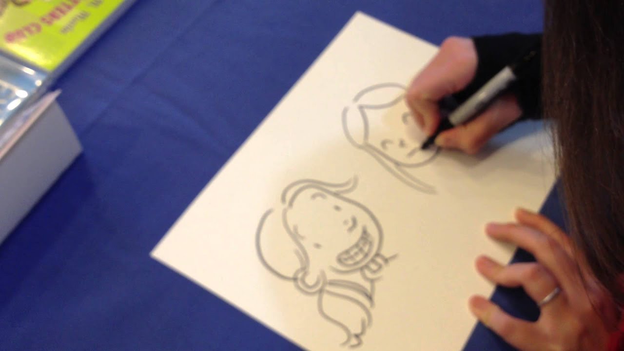 Raina Telgemeier draws Raina from Smile and Callie from Drama at Casablanca Comics, Portland, ME