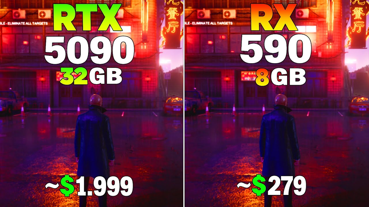 RTX 5090 vs RX 590 - Test in 8 Games