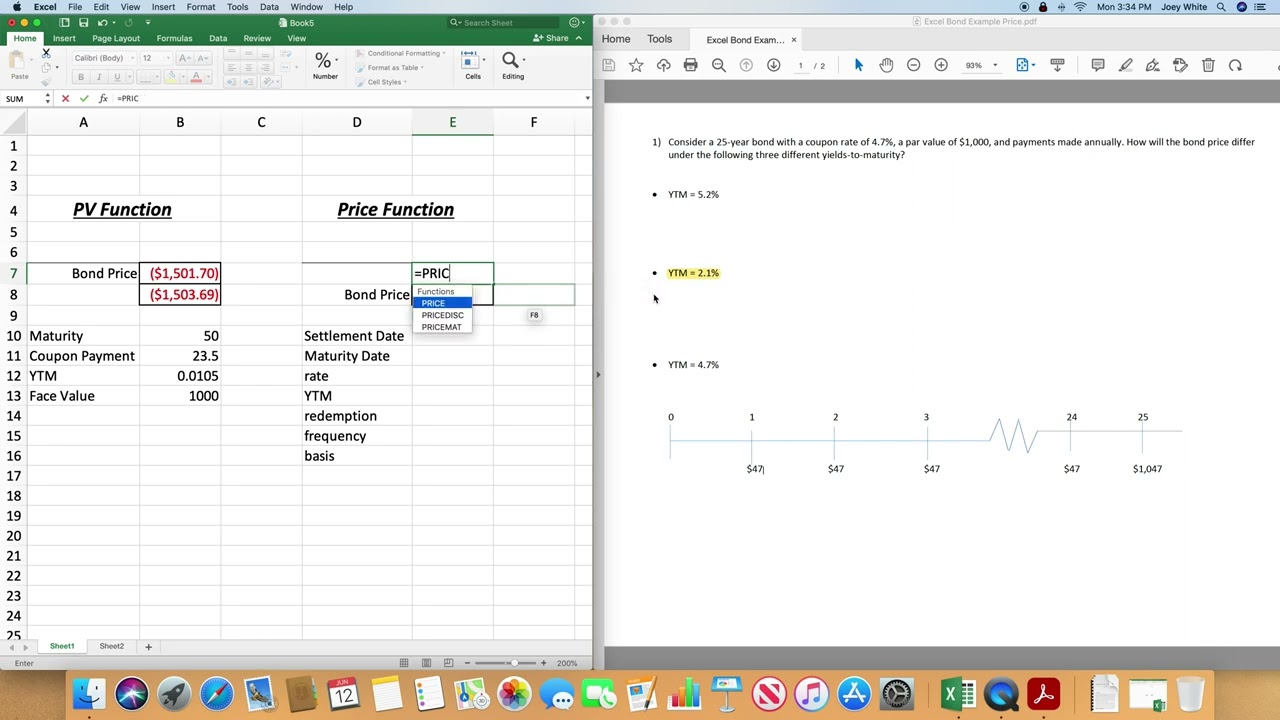 PV and Price Functions for Bonds