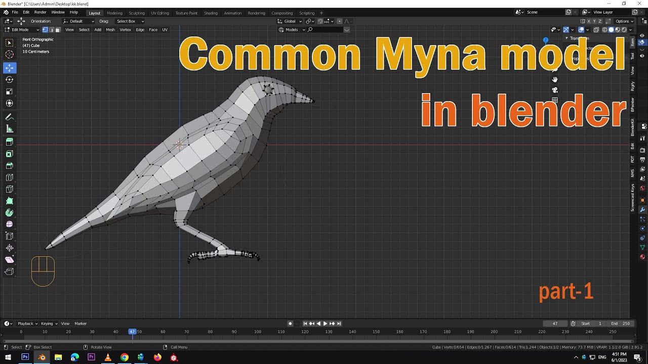 common myna bird model in blender/kabar