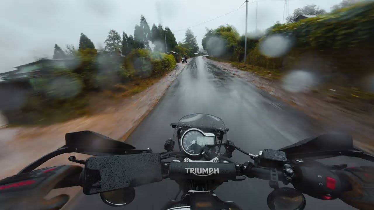 Riding in Rain POV + Exhaust sound | Triumph Scrambler 400X