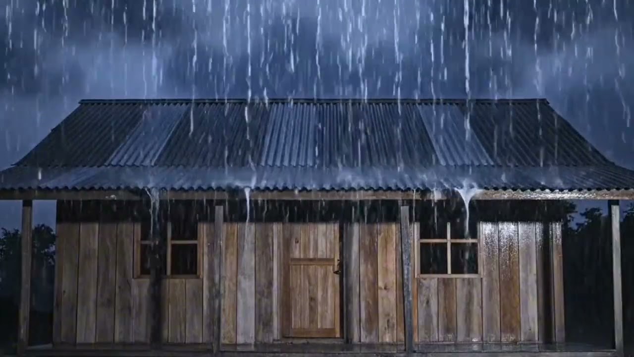 Midnight Rain | Heavy Rain on Tin Roof at Night | Deep Sleep, Insomnia, Meditation, Relaxing 🌧