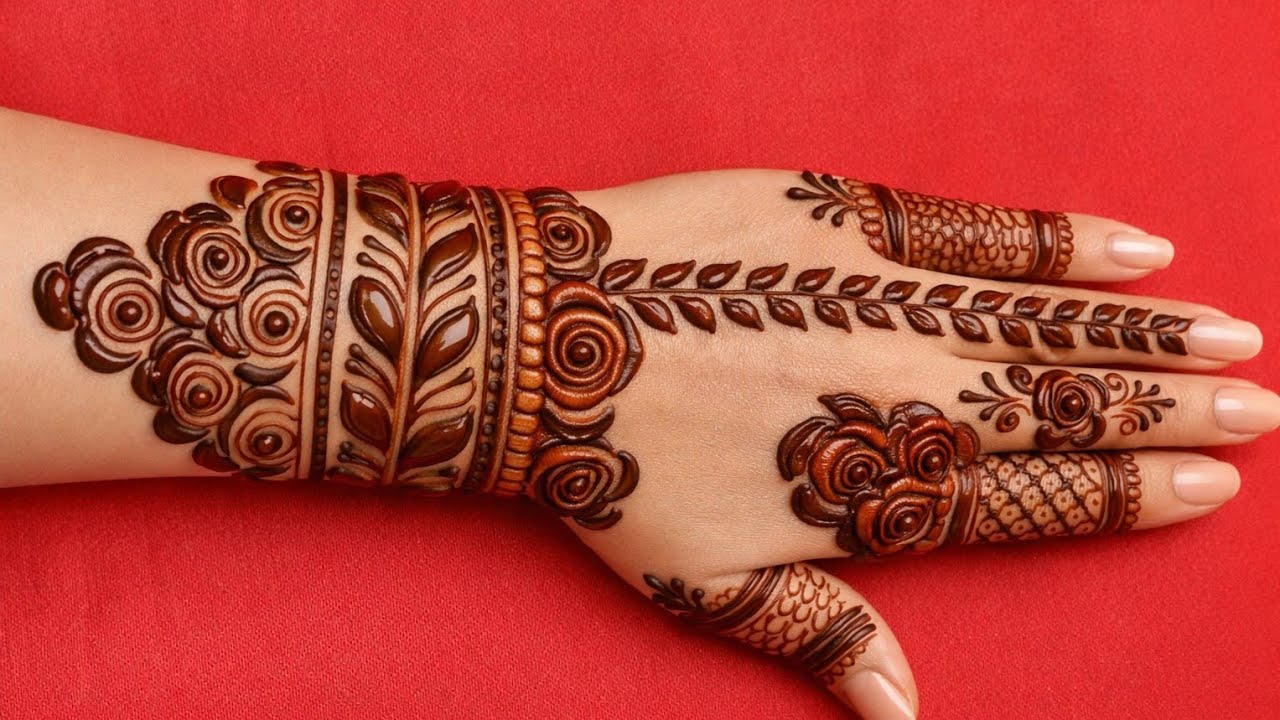 Dubai Rose mehndi design// Bold stylish Dubai mehndi design//Back hand mehndi design// mehndi 
