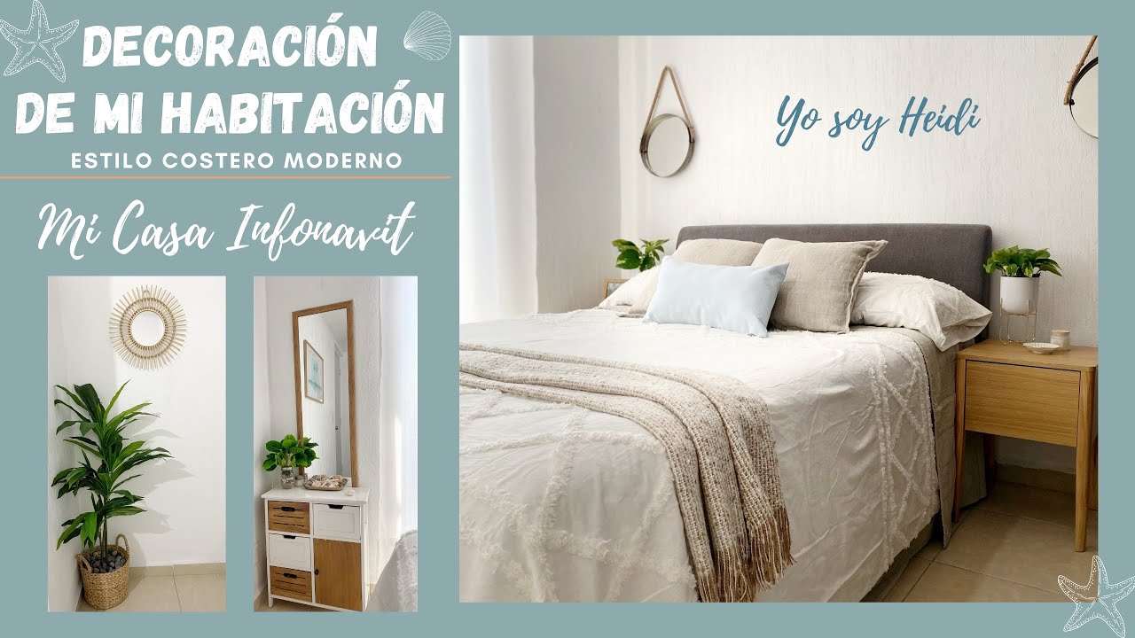 DECORACIÓN HABITACIÓN PEQUEÑA 🌊🐚🌴 Estilo Costero Moderno. Ideas para decorar tu cuarto Infonavit