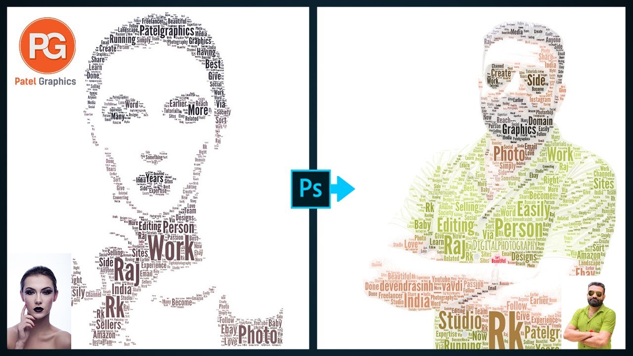 How to Create Word Cloud Text Portrait Designs! || Photoshop