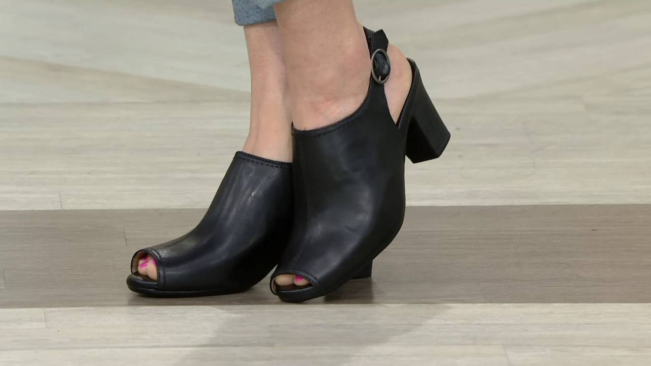 Earth Origins Peep-toe Slingback Leather Booties - Sydney on QVC