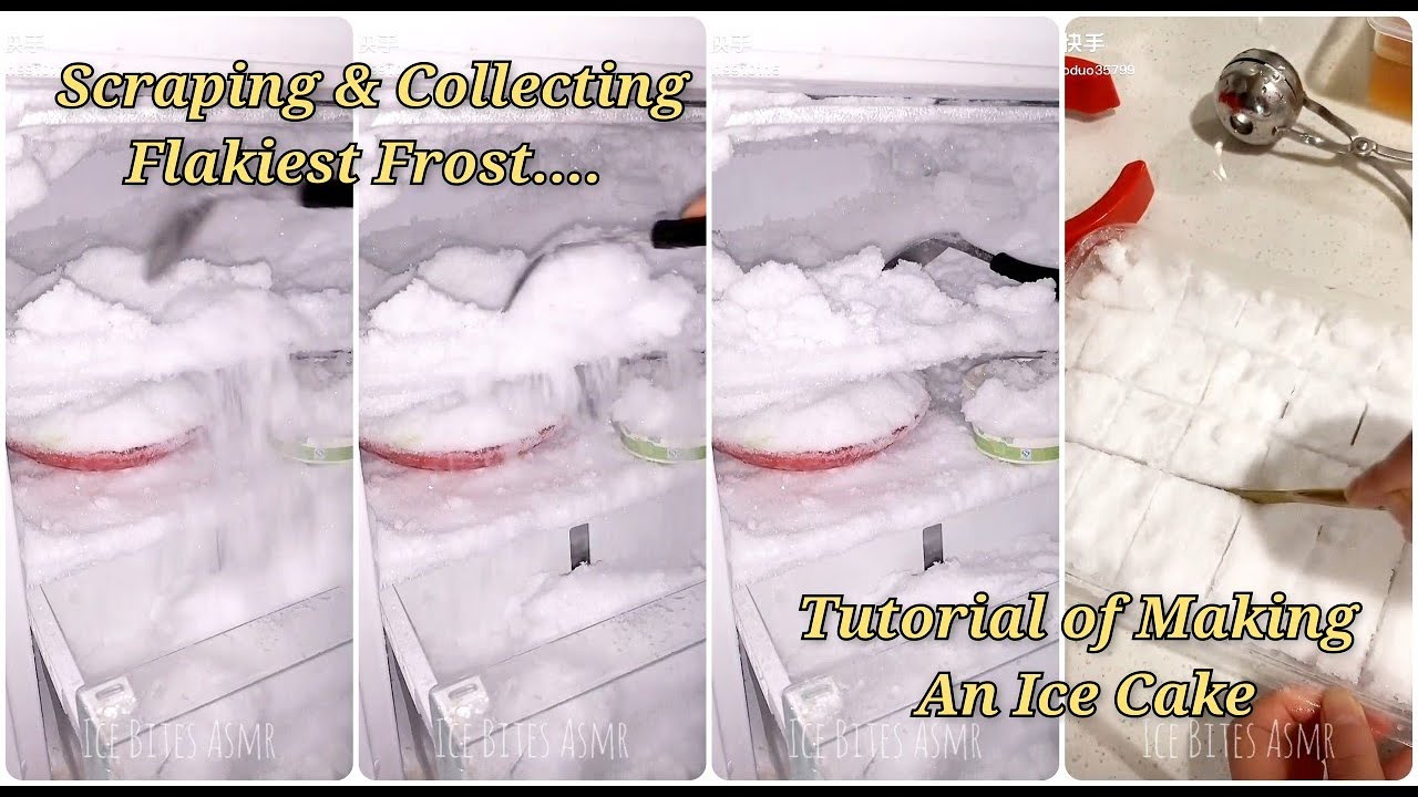 [ASMR] 🤗😋 FREEZER FLAKIEST FROST SCRAPING & COLLECTING W/ A LADLE |TUTORIAL OF MAKING AN ICE CAKE