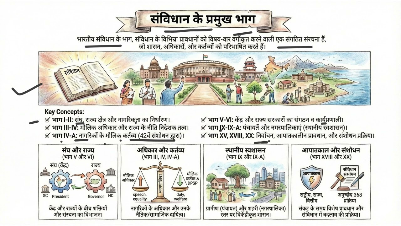 Samvidhan ke pramukh bhag || important Polity questions #polity #polityquestion 