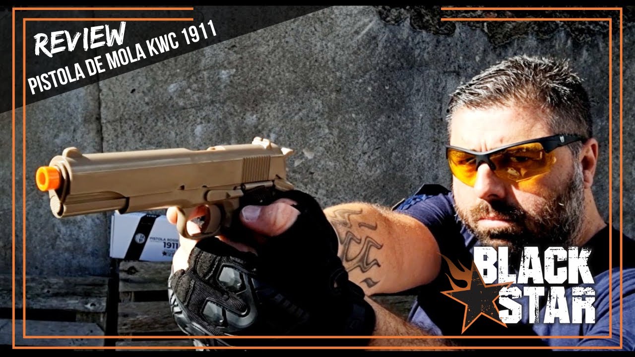 Review PISTOLA DE PRESSÃO (mola) KWC 1911 - Esfera de metal e BB´s 6mm