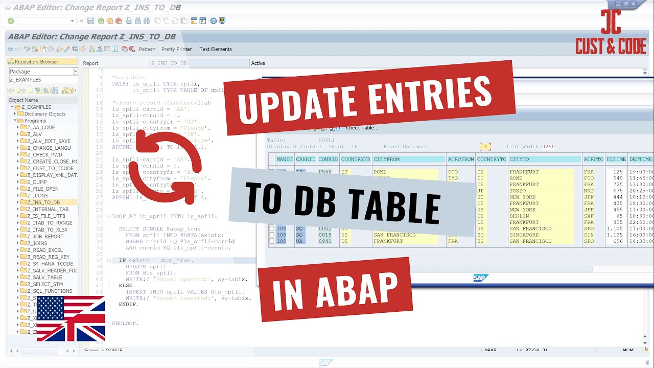 Update Entries in Database Table with ABAP [english]
