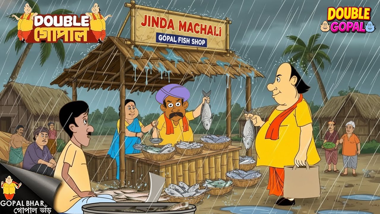 বৃষ্টিতে ভিজে জিন্দা মাছ! গোপাল ভাঁড়ের মাছের দোকানে ভিড় | গোপালভাঁড় | Gopal Bhar | Double Gopal |