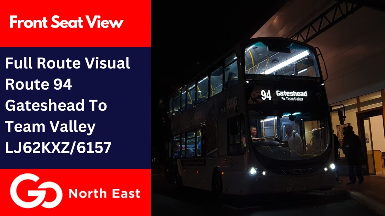 Full Route Visual | Go North East Bus Route 94 Loop - Gateshead Circular via Heworth | LJ62KXZ/6157