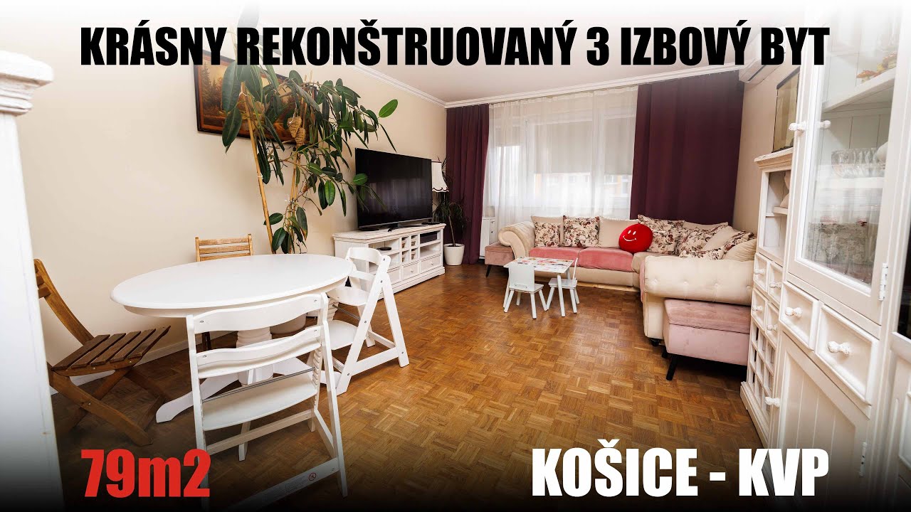 Krásny 3 izbový byt,  79 m2, rekonštrukcia, 6/8poschodí | Húskova ulica, KVP - Košice
