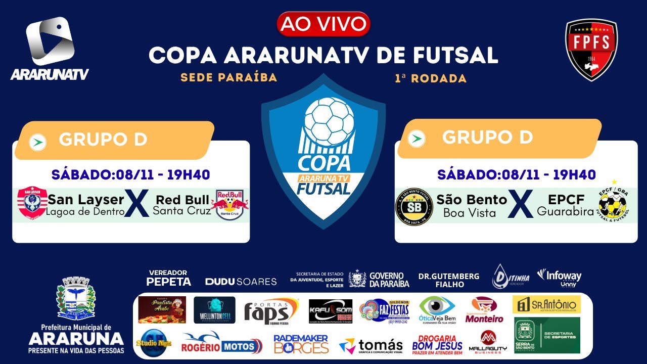 COPA ARARUNATV DE FUTSAL - SAN LAYSER X RED BULL | S&Atilde;O BENTO X EPCF | 08/11/2025