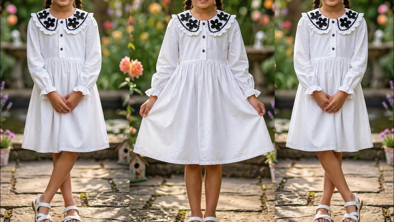 Stylish Baby Collar Frock Cutting & Stitching | DIY Beautiful Dress Making at Home