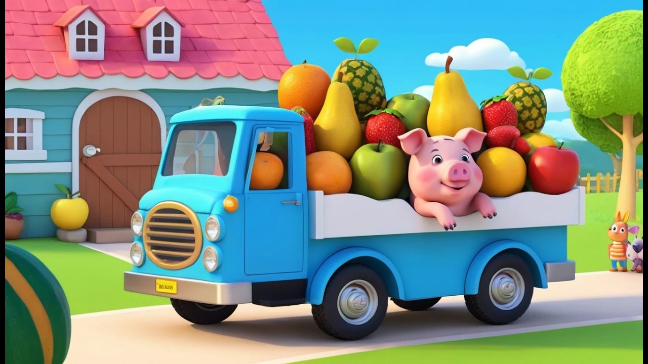 Piggy conduit un camion de fruits