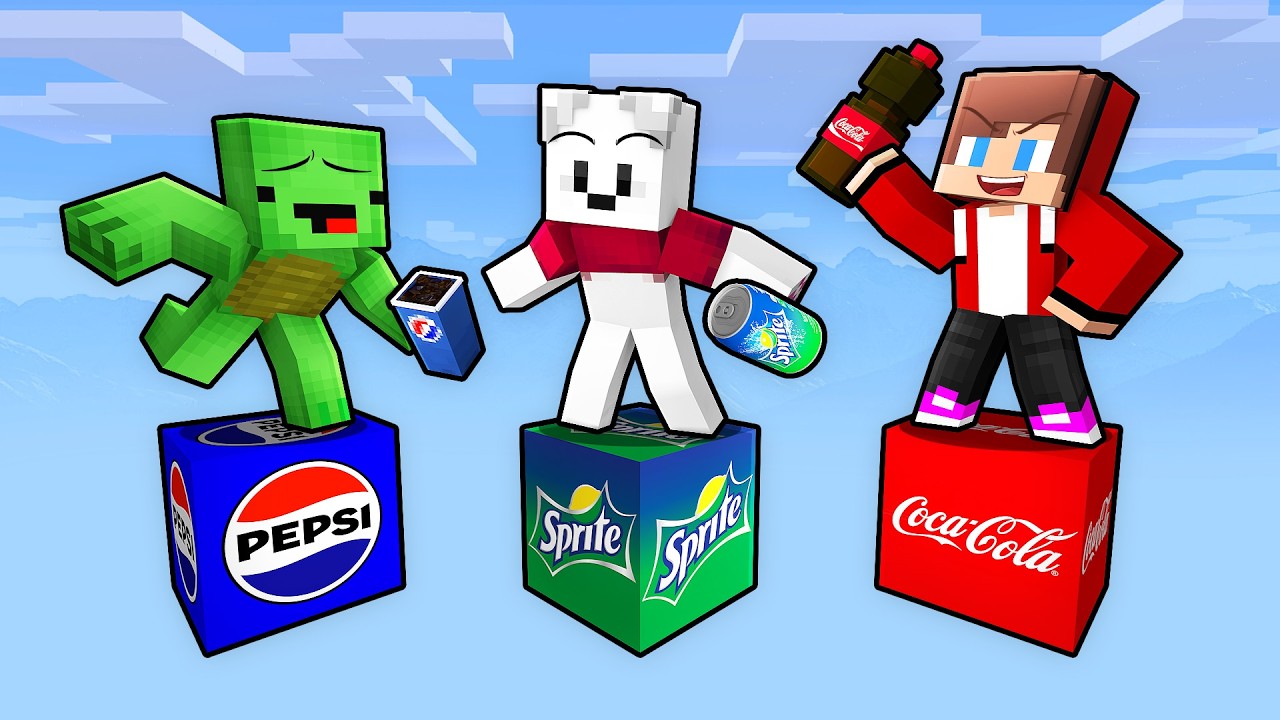JJ vs Mikey vs Carrie: DRINK ONE BLOCK BATTLE in Minecraft - Maizen