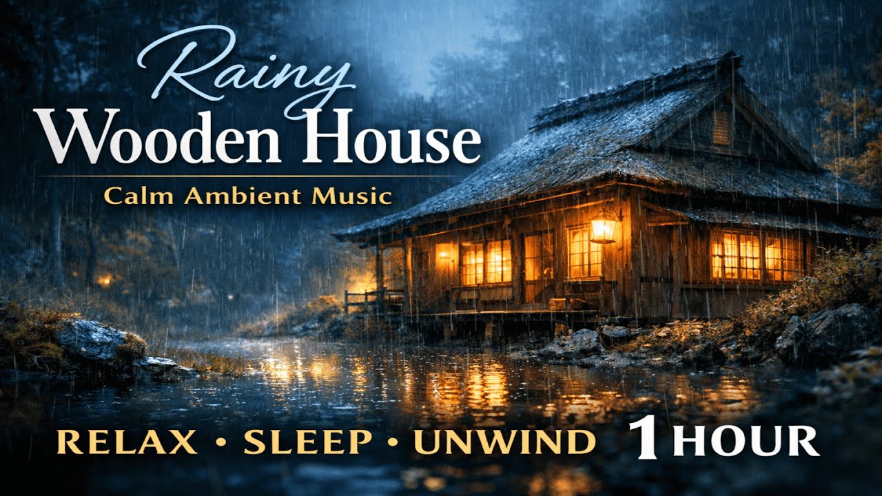 Rainy Wooden House 🌧️ Calm Ambient Music for Deep Relaxation 1 Hour