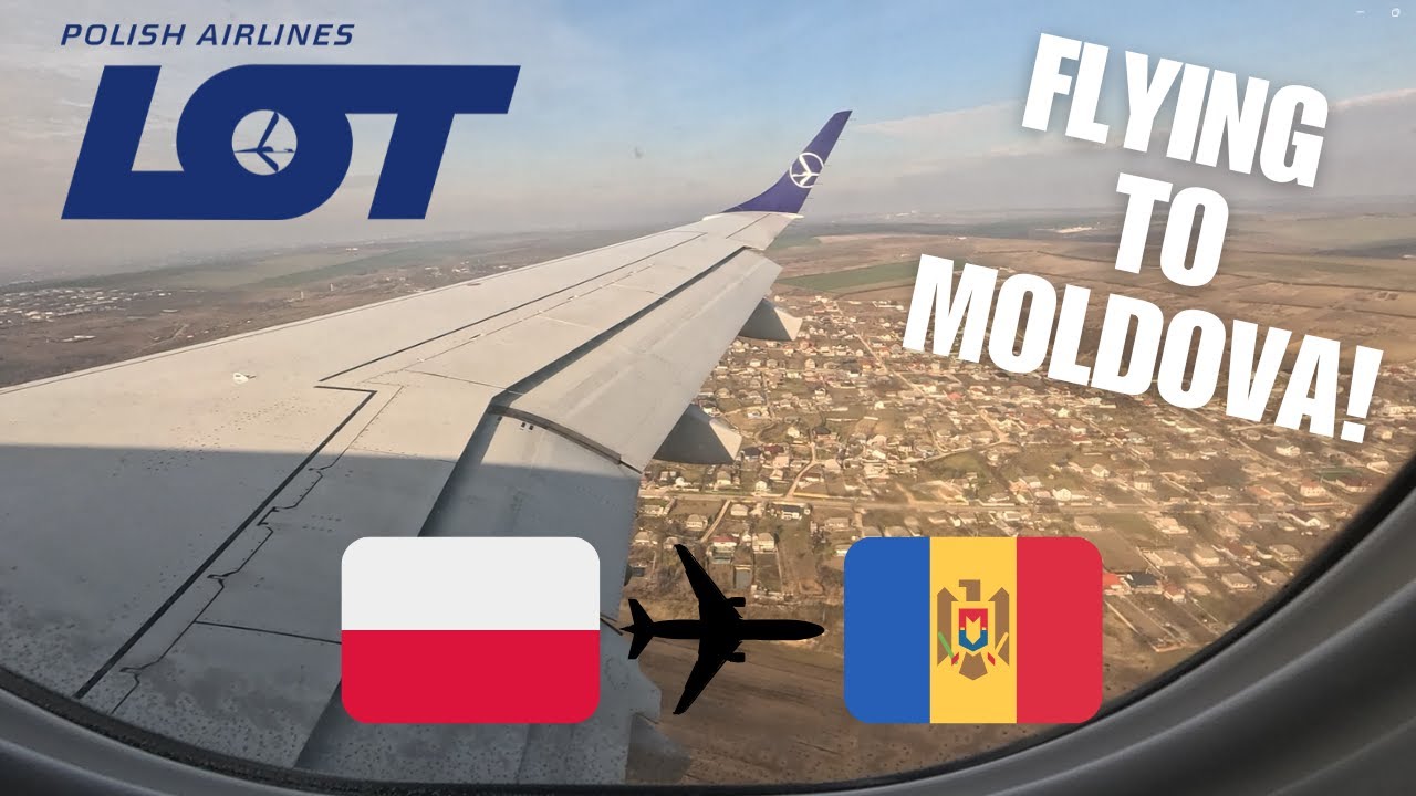NEAR BIRDSTRIKE! LOT Polish Airlines Embraer 195 sunny landing at Chisinau