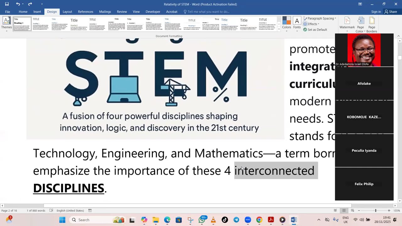 Relativity of STEM to Learning Process | Dr Adedamola Israel Olofa