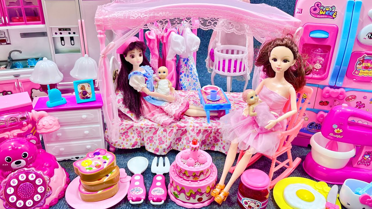 15 Minutes Satisfying with Unboxing Barbie Princess Bed & Bedroom Collection Toys Review | ASMR