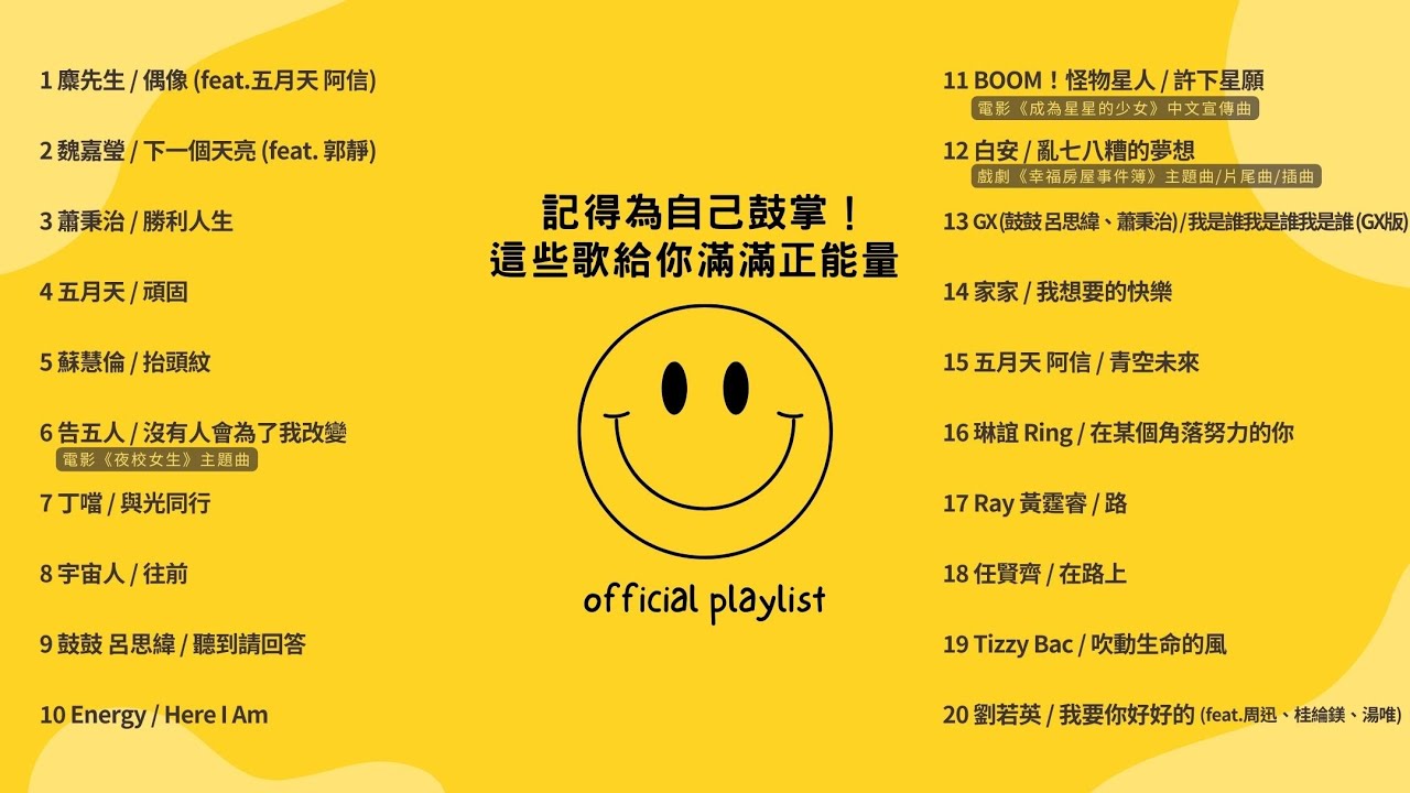 [Official Playlist] 記得為自己鼓掌！這些歌給你滿滿正能量