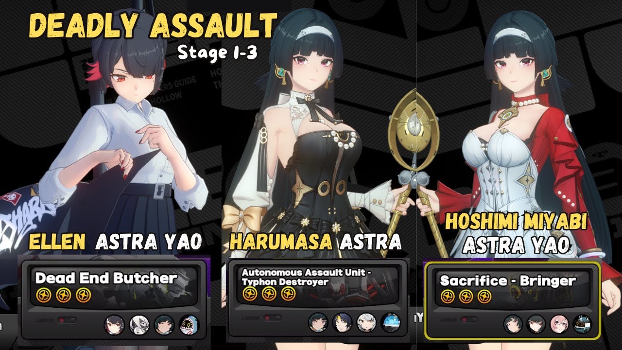 NEW Astra Yao Deadly Assault Stage 1-3 Ellen Harumasa | Zenless Zone Zero v1.5