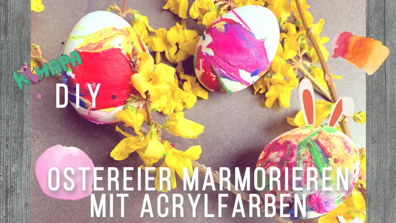 Ostereier marmorieren mit Acrylfarben