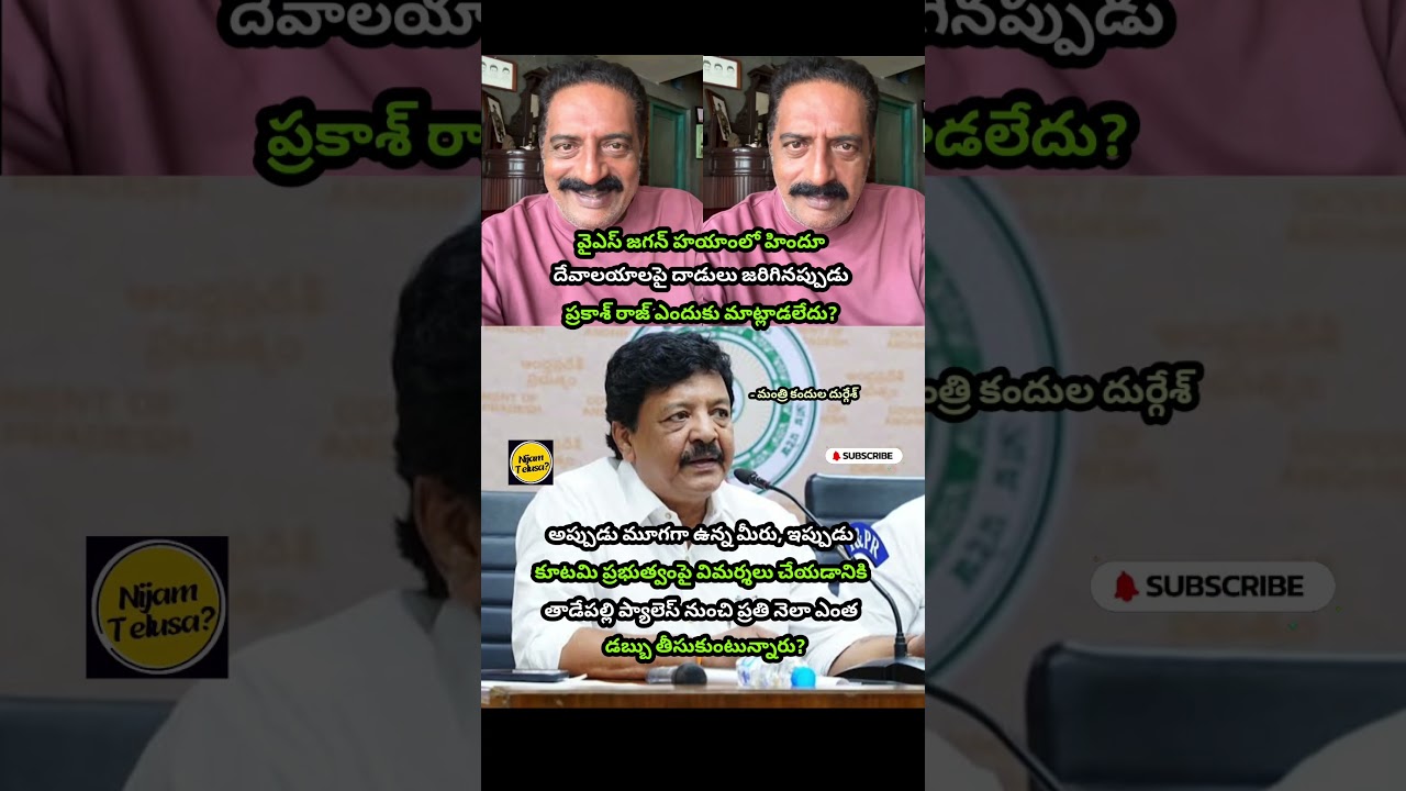 Minister Kandula Durgesh Questions Prakash Raj Over Selective Silence #andhrapradesh #nijamtelusa