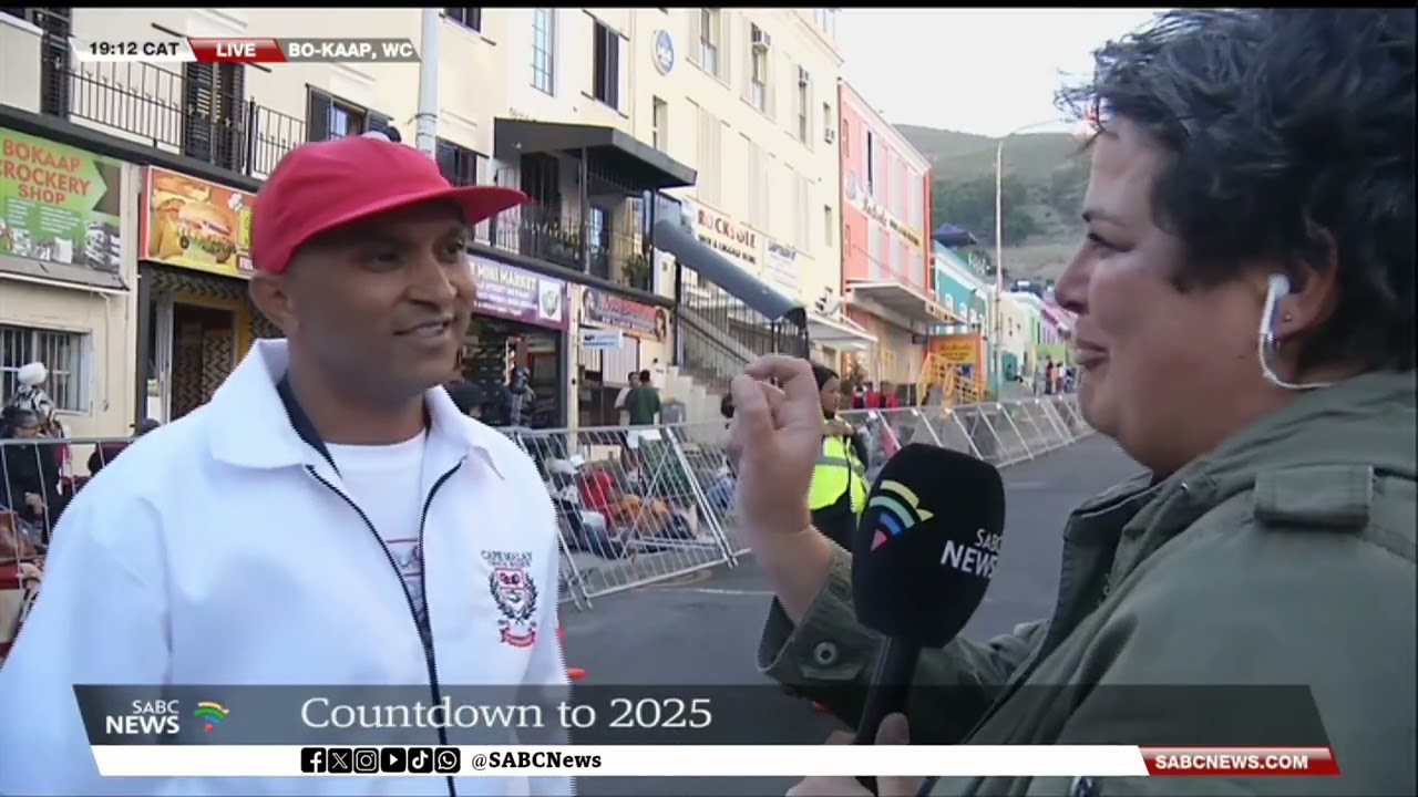 Cape Malay Choir Board's New Year's Eve Road March takes place as the sun sets over Cape Town
