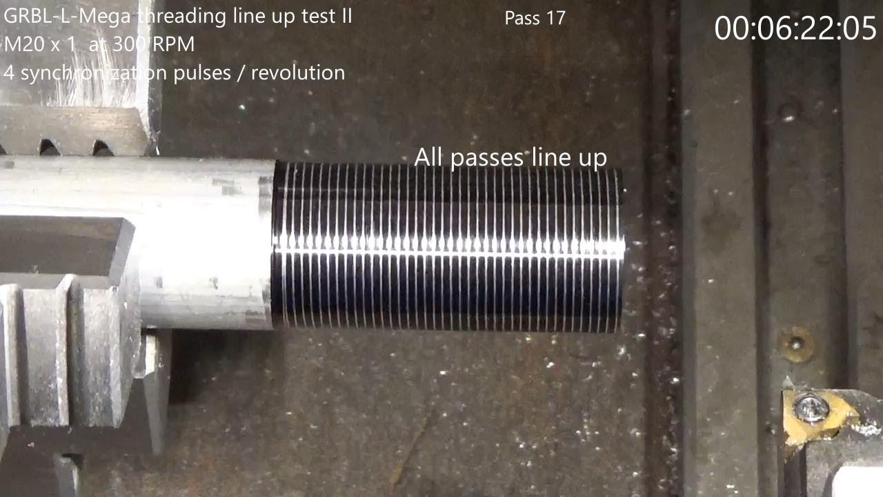 GRBL-L-Mega lathe threading testing : Part 1/4 the line up test at no load (version 2)