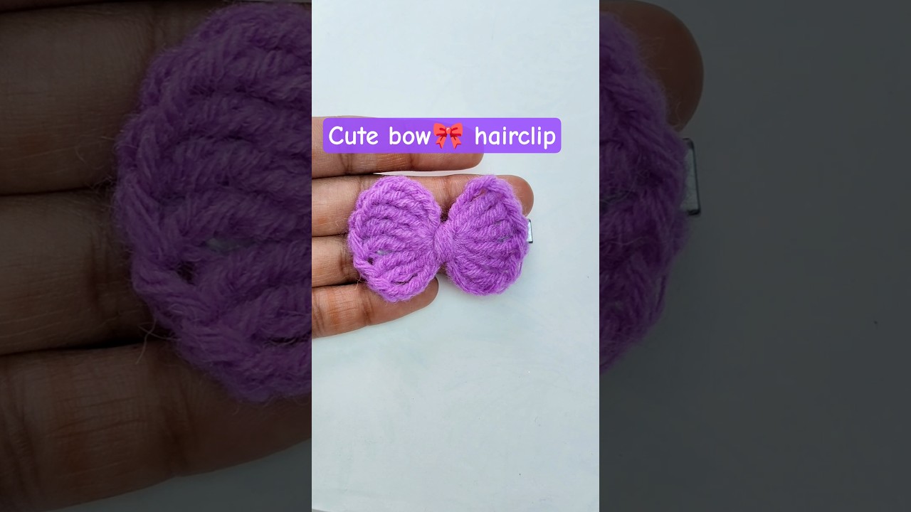 how to make easy crochet bow | cute bow hairclip for beginners ☺️#crochet #diy #shorts