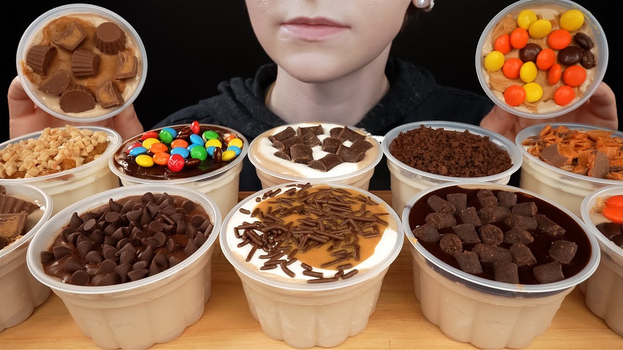 ASMR Ice Cream Sundaes *Nutella Chocolate Chip, M&M Fudge, Reese's Peanut Butter Dessert Mukbang 먹방
