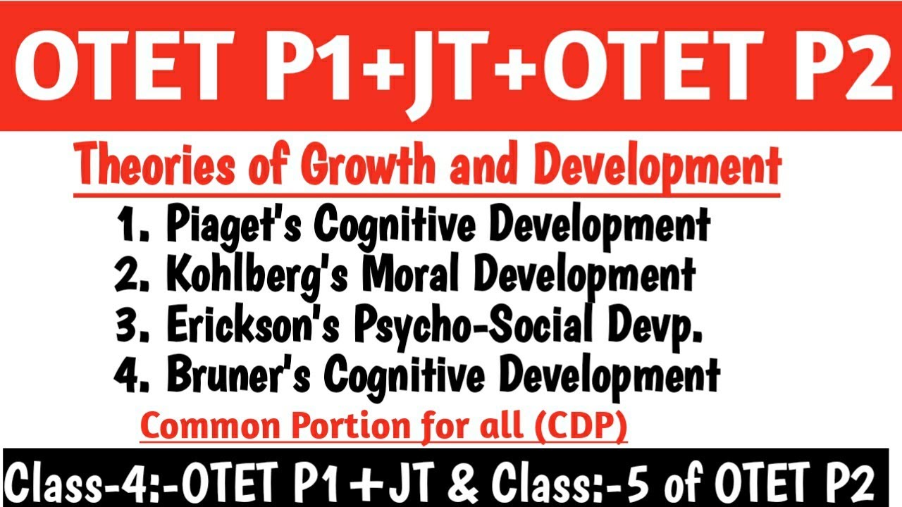 Theories of Growth and Development||Piaget's||Kohlberg's||Erickson's|Bruner's theory||OTET P1+JT+P2|