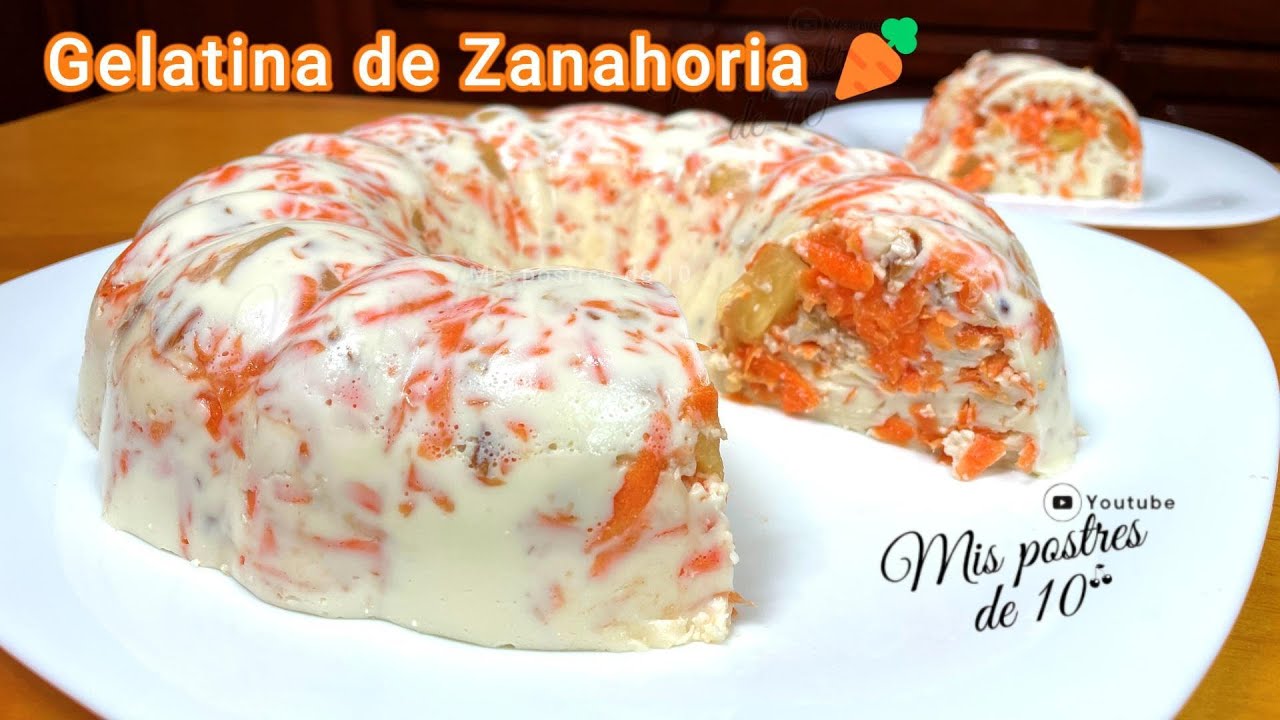 Gelatina de Zanahoria con Queso Philadelphia | POSTRE gelatina de Zanahoria 🥕Y piña🍍y nuez.