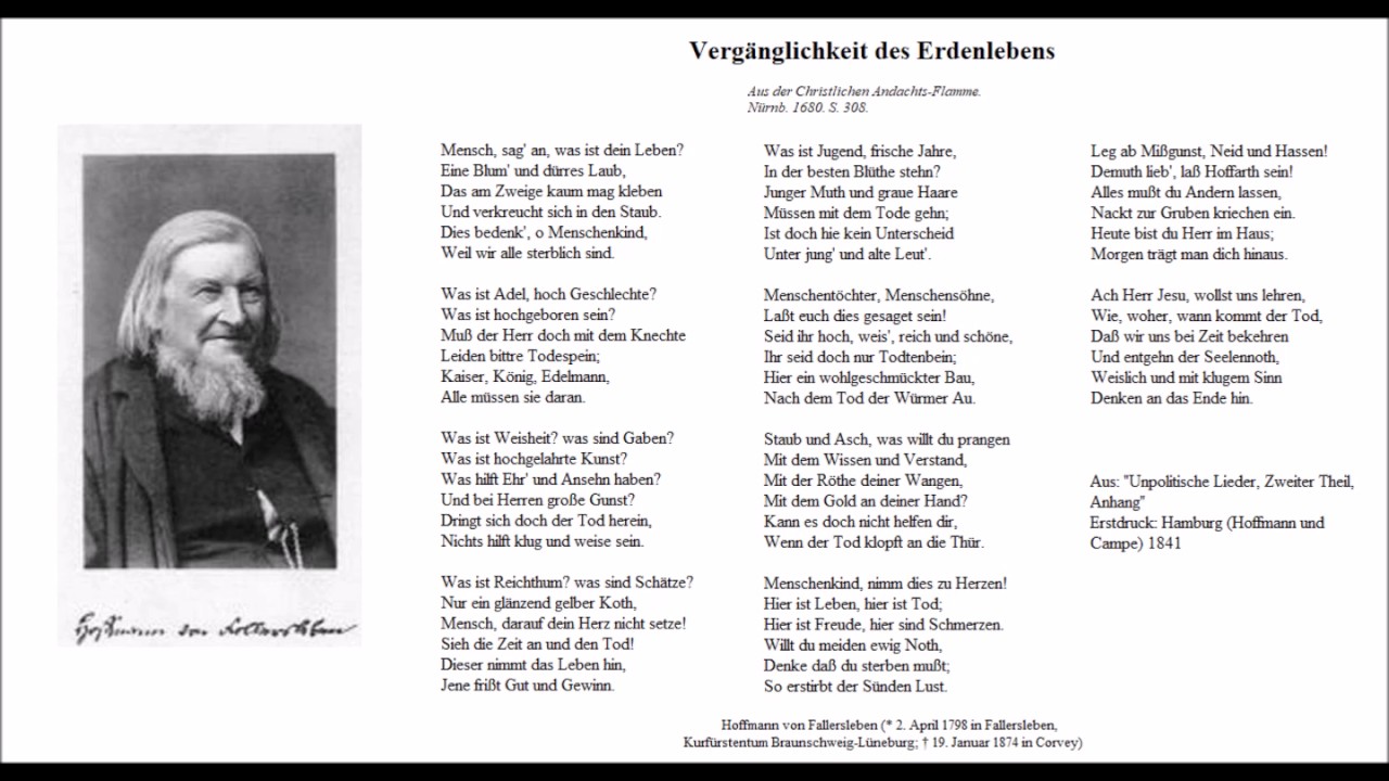 Verg&auml;nglichkeit des Erdenlebens (Ein christliches Lied, um 1680) - Christoph Holzh&ouml;fer