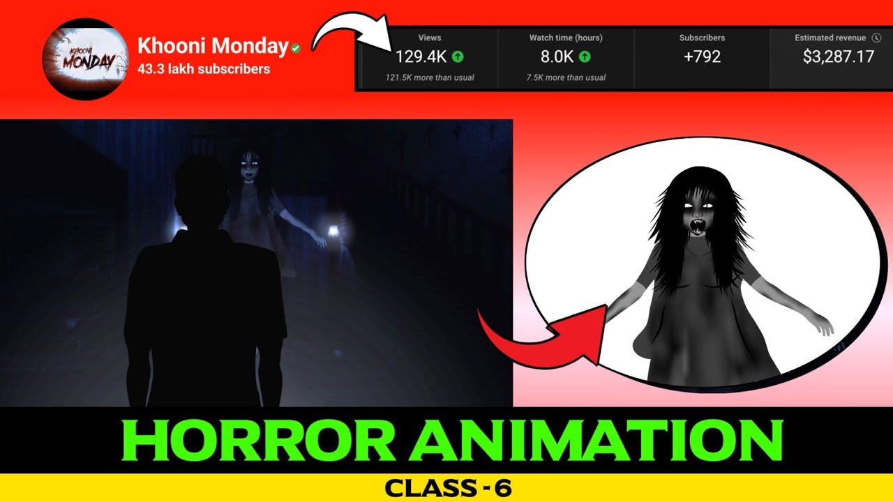 [ Class - 6 ]  @Khooni Monday जैसा Horror Story बनाकर लाखों कमायें 🤑| Full Animation Course |
